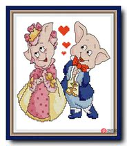 Precision printing French DMC cross stitch kit * two piglets (KT0231)