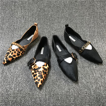 2021 Spring New Code handling womens shoes shallow pointed horse hair button soft sole commuter and comfortable woman single shoes