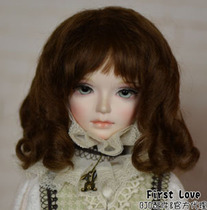 BJD SD doll wig mohair 4 points 6 points Brown oblique bangs curly hair long hair