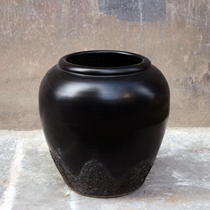 Black retro ceramic vase floor-to-ceiling large tank landscape flowing water clay pot water View Hotel restaurant decoration decorations