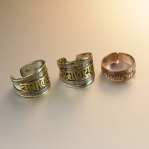 Comic book Tibetan ornament Nepal handmade pure copper Six words True word ring Men and women with opening retro national wind