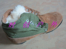 Old style big head fur boots Cotton shoes Middle and old warm cotton shoes Pure wool boots cold boots