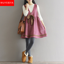 Corduroy strap dress girl 2021 new spring and autumn and winter junior high school students loose all-match vest skirt