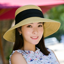Cap children Summer Korean version Straw Hat Butterfly Knots Dome Sun Hat Foldable Large Brim Sunhat Sunscreen Beach Hat