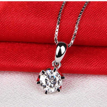 18K white gold Moissanite pendant womens necklace Clavicle chain jewelry Six-claw single diamond 1 carat ultra-white D color Moissan