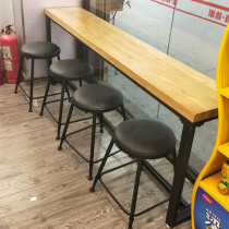 American retro home partition bar living room iron solid wood bar table home wall small high foot table and chair combination