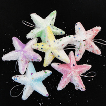 Qianqifang Christmas supplies decoration gifts Christmas pendant Christmas tree pendant color big five-pointed star 12g