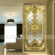 Boutique promotion art glass carving craft aisle entrance background wall screen partition moving door Golden brilliant