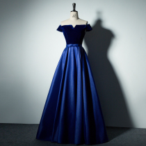 Evening dress Womens 2022 new straight shoulder elegant long style Body Slim Annual Meeting Party Host Gown