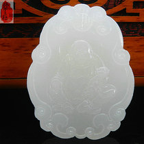 Jade Buddha pendant natural Afghanistan jade white jade Millver brand jade card male and female jade necklace pendant pendant