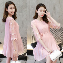 Pregnancy Woman Dress Spring Summer Clothing Fashion style dress Dress Loose Big Code Han Edition Snowspun Middle Sleeve 100 Plexu Dolls Dress Dress Dress
