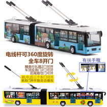Colper simulation city trolleybus double bus live voice music alloy car model return toy car
