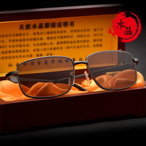 Lu Ying Flat East China Sea crystal goggles Brown sun sunglasses seductive natural stone glasses Mens and womens reading glasses