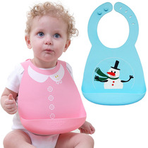 Export baby and toddler soft silicone stereo water-proof meal for Christmas snowman moose baby large eating around