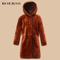 (Clearance Special) Boy Sheep fur childrens clothing childrens fur medium long coat large boy one coat