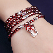 Garnet bracelet female multi-circle natural wine red multi-layer small Fox Crystal Korean hand string this year gift