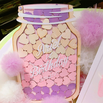 Wooden creative sign-in this graduation annual meeting event wedding wedding wedding signature axis fingerprint tree sign-in bottle book