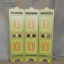 Southeast Asian style Moroccan screen painted old partition ancient and modern log SC142 solid wood hand-painted folding screen