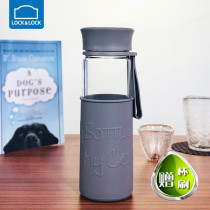 Le button Glass Portable leak-proof Cup male Lady heat-resistant glass water cup tea cup student Tea net