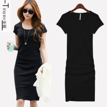 Super size Korean version of the summer ladyboy dress in a long bag hip skirt cd cross-dressing thin one-step skirt base dress