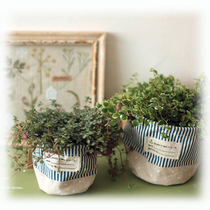 ZAKKA ocean wind classic blue and white vertical strip canvas binaural storage bag waterproof flower bucket