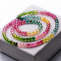 Weight 24 points 46 grams beads 5 points 2 mm New natural tourmaline bracelet Candy color bracelet 63899