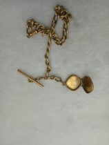 Antique pocket watch with gold chain with picture box