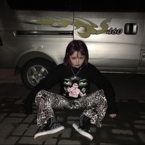 Wild girl skinny retro jumping BAO WEN flared pants