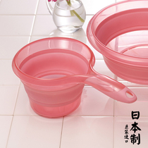 特惠日本进口水勺硅胶可折叠厨房家用婴儿洗头杯水瓢户外露营舀子