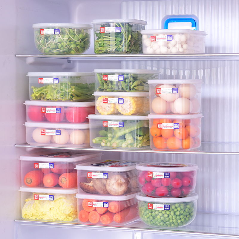 Japan Import Refreshing Box Suit Plastic Sealed Box Fridge Containing Box Rectangular Fruit Refrigerated Box Water Dumplings