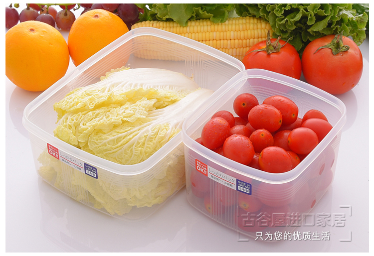 Nhà sáng tạo Nhật Bản nhập khẩu hộp nhựa lưu trữ đặt tủ lạnh trái cây hộp lưu trữ hộp kín lò vi sóng hình chữ nhật - Đồ bảo quản hộp nhựa đựng thực phẩm loại lớn