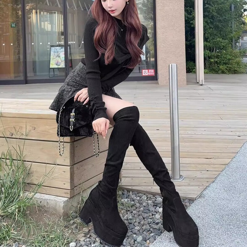 10cm Height-Increasing Over-The-Knee Boots! G1000+ Japanese Style Winter Thick-Soled High Boots, Slimming Boots, Original Order
