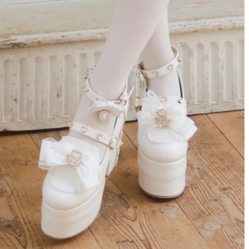 Liz Ultra-High Heel 12cm Shoes 2026 New with Rhinestone Bow Ribbon Cute Sweet Thick-Soled Height-Increasing Lolita Liz Ultra-High Heel 12cm Shoes 2026 New with Rhinestone Bow Ribbon Cute Sweet Thick-Soled Height-Increasing Lolita