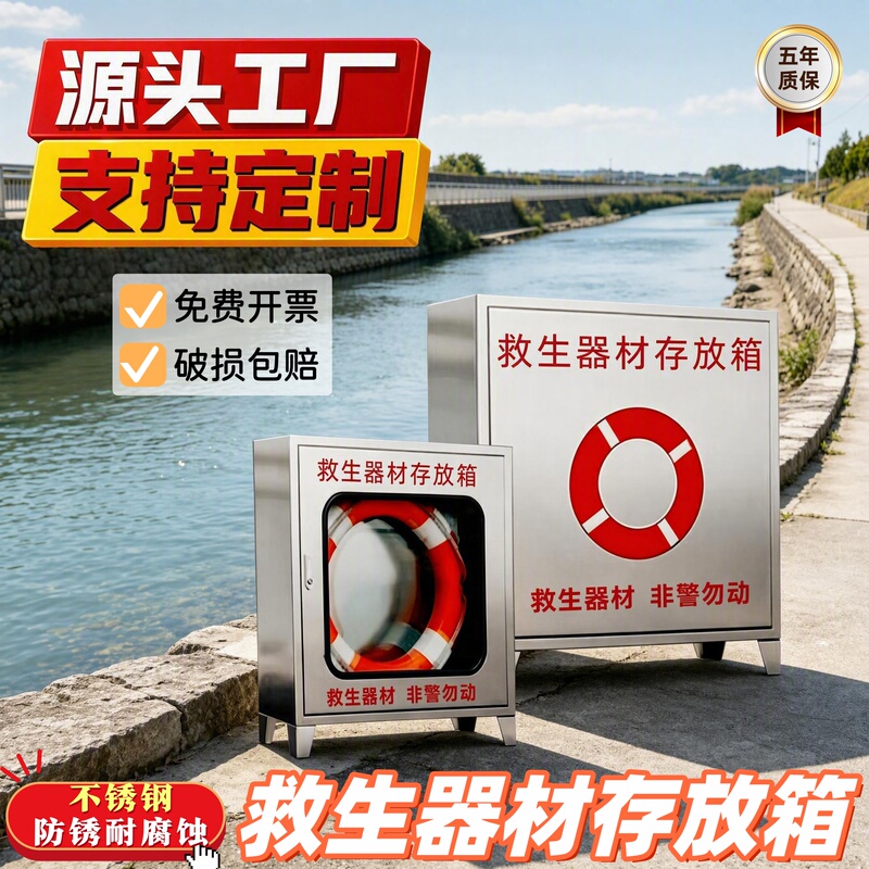 304 Stainless Steel Lifebuoy, Life-Saving Equipment Storage Box, Life Jacket, Anti-Drowning, Outdoor Flood Prevention Supplies, Material Cabinet