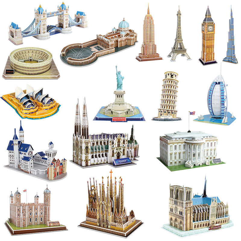 (3D Puzzle) Solid 3d World Architecture Model Adult Child Puzzle Handcrafted Fun Homesteat Toy