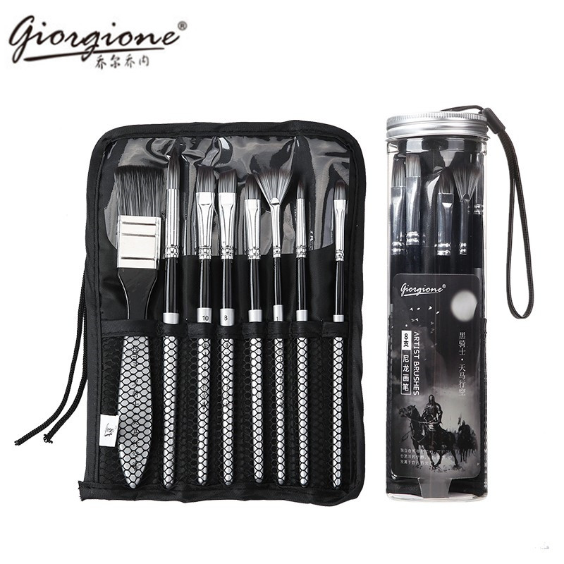Joel Jone nylon hair brush set 8 pieces of watercolor water powder acrylic oil brush color fan-shaped pen row brush