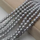 Серебристо-серое ожерелье из жемчуга, цепочка до ключиц, бусины, аксессуары ручной работы, 6mm, DIY, заготовка