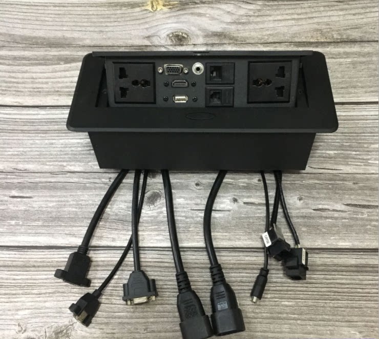 Pop-up desktop socket with wire-free multifunction junction box multimedia table face information cross-wire insert