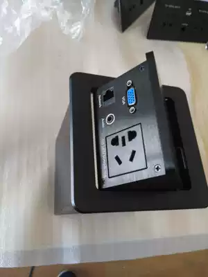 Small aluminum brushed panel pneumatic pop-up multimedia desktop socket multi-function wiring integrated power information box