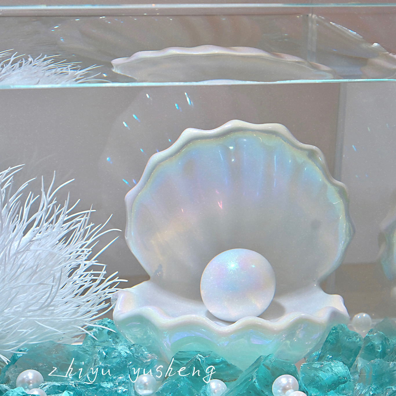 インターネットセレブの陶器の貝殻の小さな水槽の造園装飾品タイの闘魚真珠の少女のハートの夢のホタテ貝のホームデコレーション
