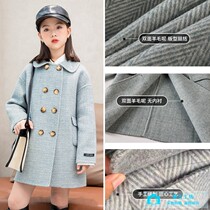 Girls spring autumn new bifacial cashmere big clothes CUHK Scout wool jacket Childrens casual foreign pistachio blouses