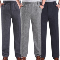 Middle Aged Male Pants Loose High Waist Deep Gear Casual Pants Tightness Waist West Pants Summer Thin old man tightness trousers