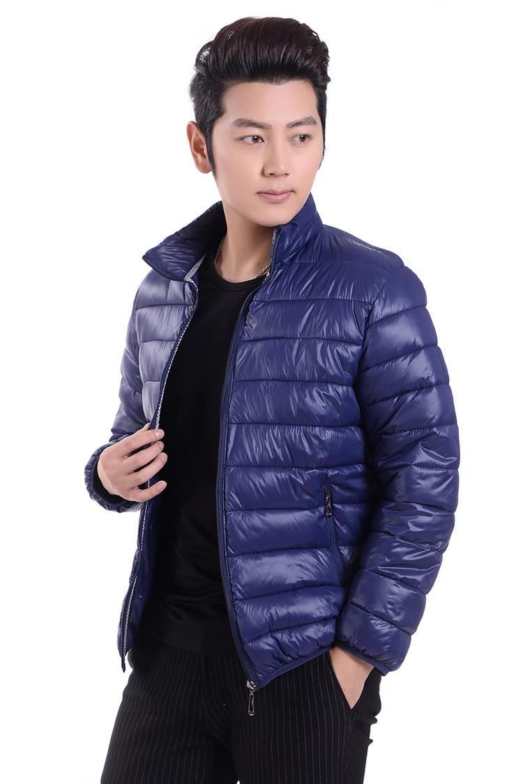 Thời trang nam giản dị xuống bông độn trẻ trung siêu nhẹ phần ngắn áo khoác cotton áo parka nam