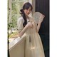 TD Square Neck Puff Sleeve Floral Dress Women's Summer New Style Waist Slimming French Style Dress ຍາວງາມ