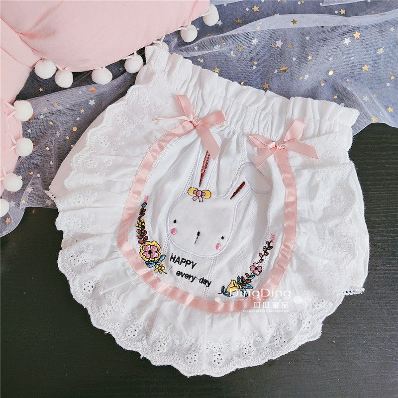 Roletta Wind Girl Summer Shorts Baby Butterfly Embroidered Bread Pants Baby Pure Cotton Lace Pants PP Pants