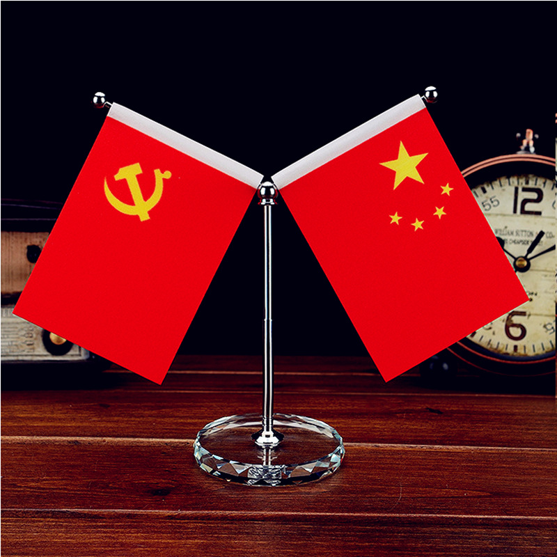 Car car crystal ornaments in-car trinkets five-star red flag party flag desk instrument table supplies decoration