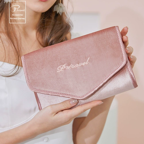 Розовое кофейное ожерелье, кольцо, серьги, портативная сумка для хранения, барсетка с молнией, браслет