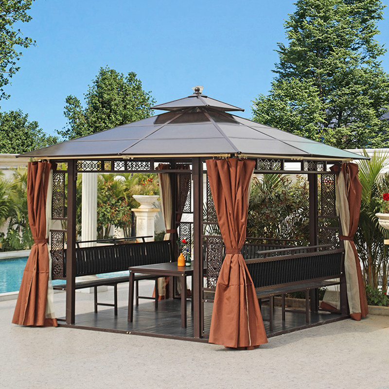 Outdoor courtyard pavilion shade tent new Chinese style mobile outdoor leisure quadrangle garden farmhouse rooftop villa pavilion