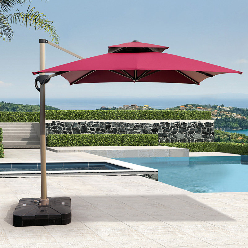 Outdoor parasol stall garden terrace balcony courtyard umbrella Roman umbrella sentry box parasol marble double top - Taobao