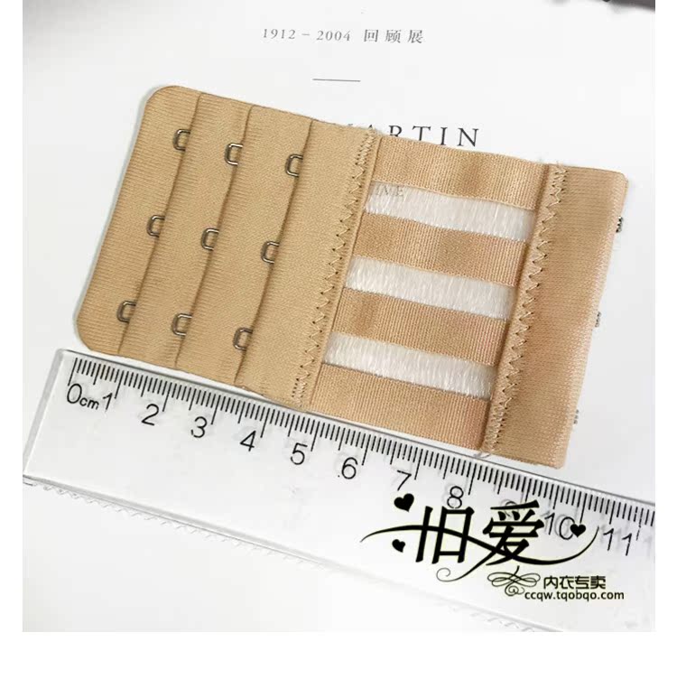 Chải co giãn kéo dài khóa đồ lót bra bra dây kéo dài khóa ba hàng và ba hàng khóa sau miếng nối áo ngực